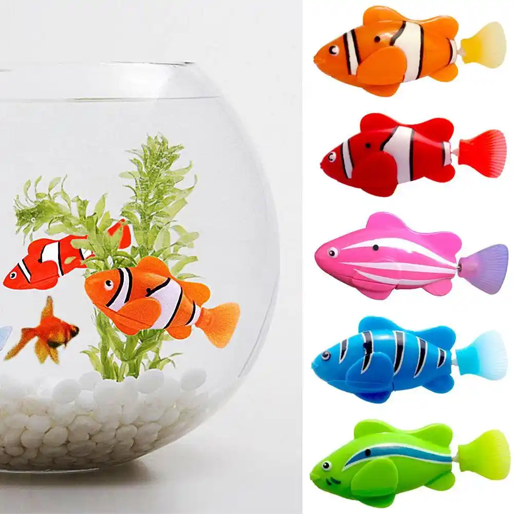 URBEAR Swimming Robot Fish Activated Battery Powered Robot Fish Toy Fish Robottic Pet Fish Aquarium Decor Bathtub Toy for Children Kids Toddle