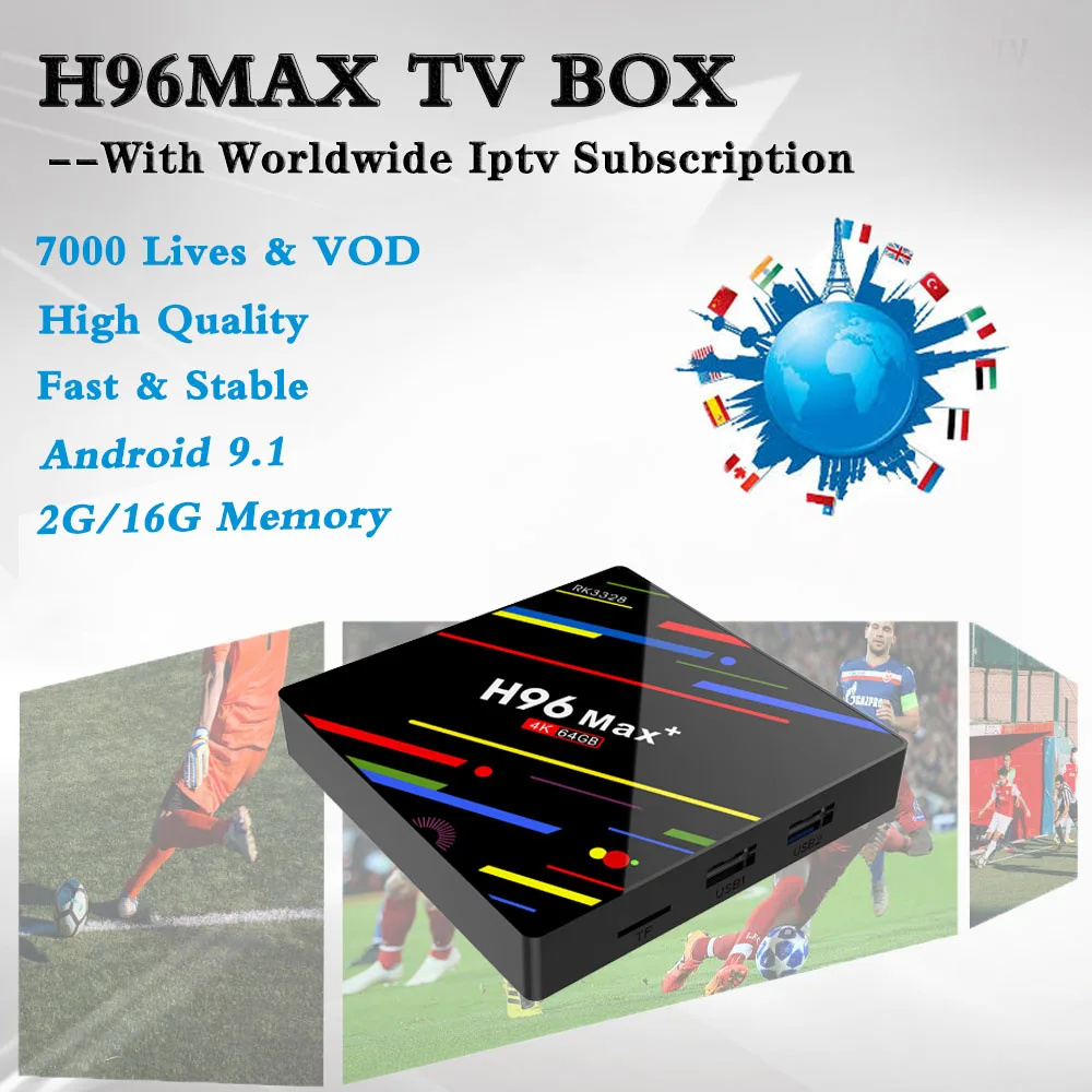 

H96MAX Android 9.0 Box 2G/16G With Acebird Pro Iptv Subscription 7000 Live Holland UK Germany Sweden US Canada XXX Movies