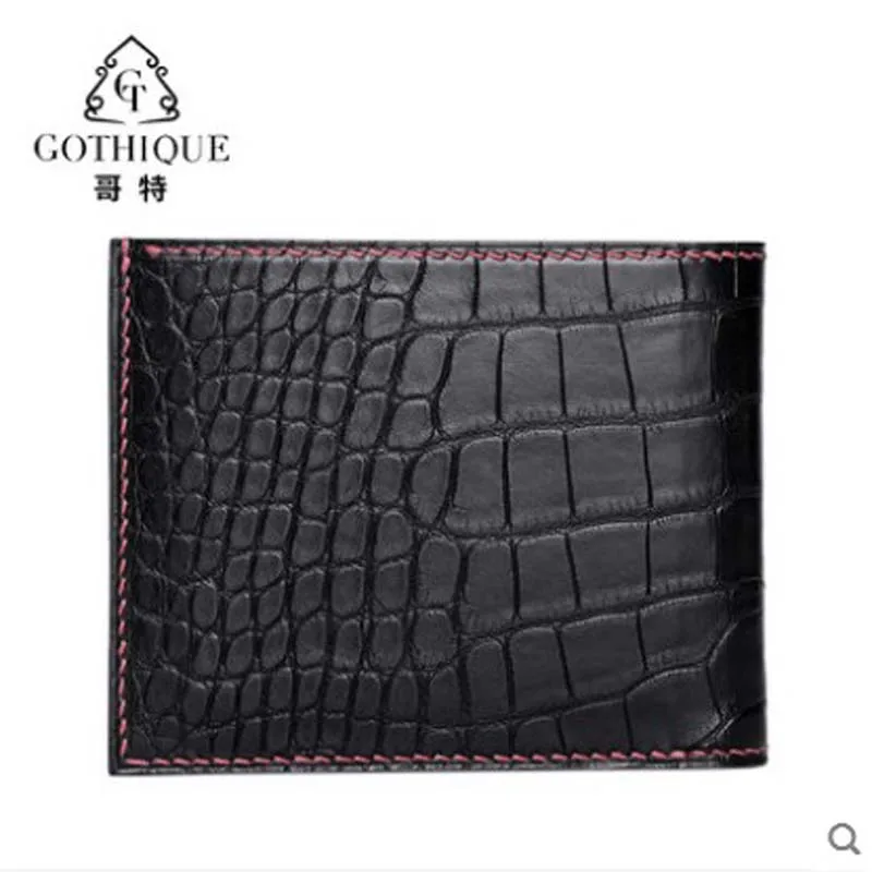 gete 2019 new Light luxury American crocodile leather wallet for men's leisure crocodile belly bag short leather wallet horizont