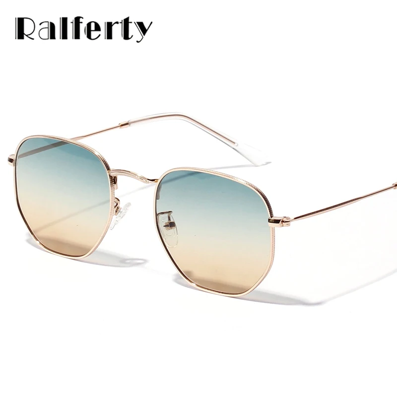 Ralferty, шикарные женские квадратные круглые солнцезащитные очки, женские градиентные солнцезащитные очки для женщин, золотая металлическая оправа, очки для женщин, X1314