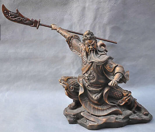 WBY 12'ɼhina King Of Warrior Soldier Guangong Guan Yu Dragon Guardian Bronze Statue decoration bronze factory outlets | Дом и сад