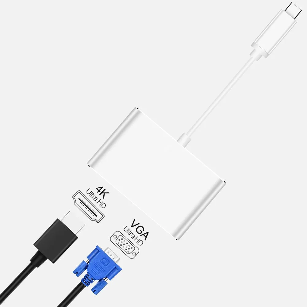 USB C к HDMI 4 K адаптер USB 3,1 type C USB-C VGA преобразователи видеосигнала адаптер