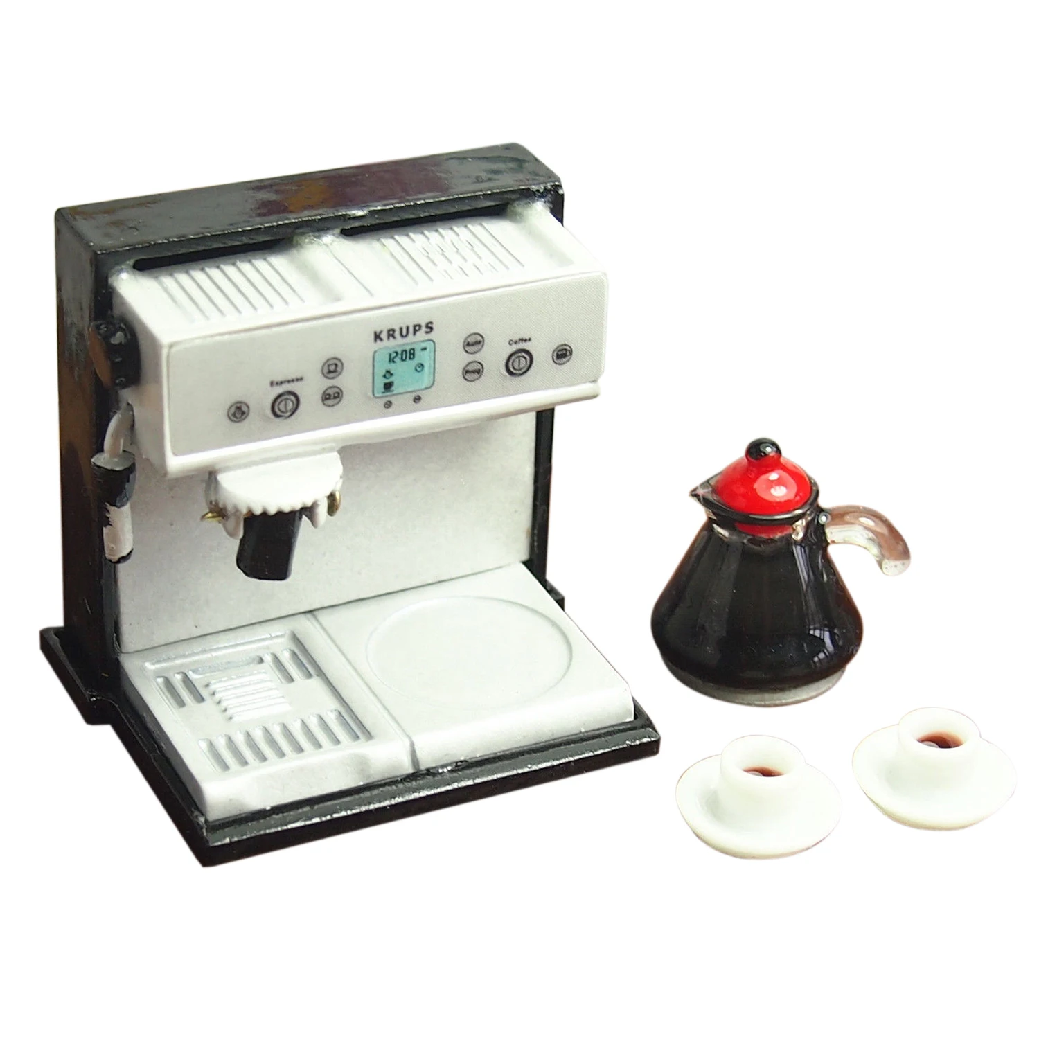 LCLL-Machine à café Expresso en métal de cuisine Miniature de maison de poupée avec le café
