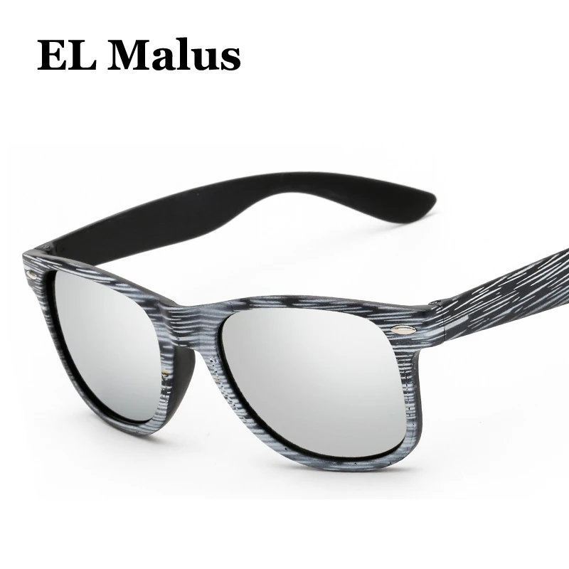 

[EL Malus]Imitataion Wooden New Retro Square Frame Sunglasses Women Mens Blue Red Lens Yellow Shades Sexy Ladies Sun Glasses