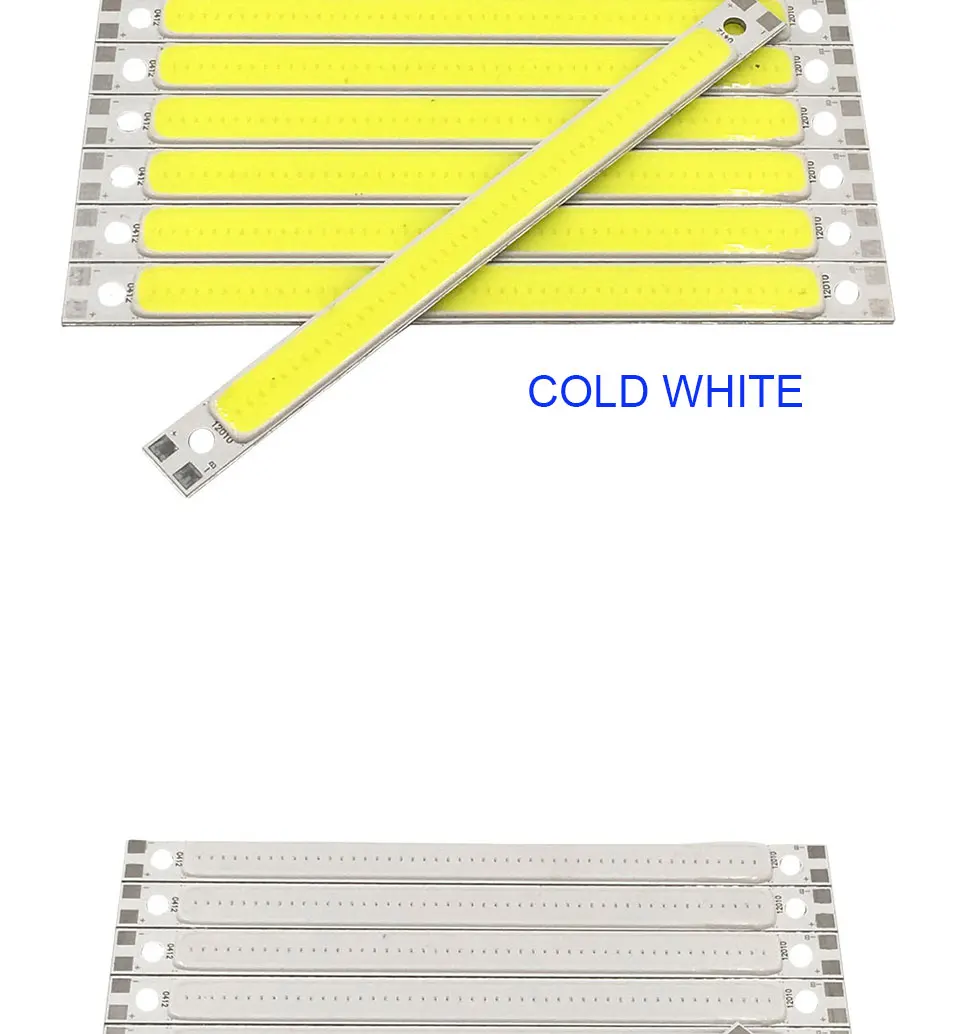 120mm 4.72in LED Bar Light Strip COB Bulb 12V 7W 10W LED Lamp Green Blue Red White Emitting Colors 12010mm COB Chip (8)