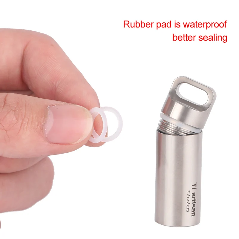 Tiartisan Waterproof Portable Pill Storage Titanium Box Keychain Round Box Ultralight Titanium Case Container