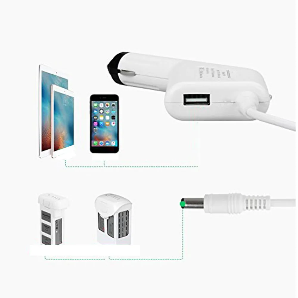 DJI Phantom 3/4 Universal Car Charger 5A Phantom 4 Use Charger White Hot Selling Rc Replacement Accessories