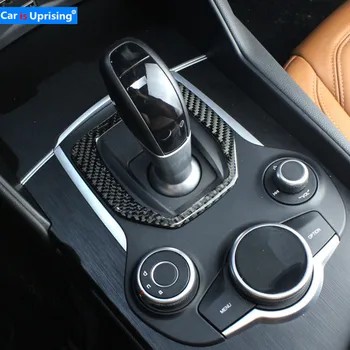 

carbon fibre Car Interior Gear Shift Box Panel Frame Cover Trim Styling For Alfa Romeo Giulia Stelvio 2017 Interior Accessories