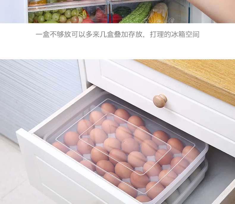 34 лотка для яиц с контейнером для хранения еды для кухонного холодильника, прозрачный
