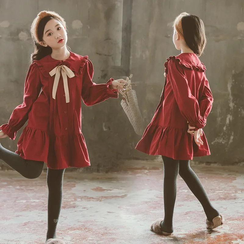 Online Vestido de otoño 2019 para niñas nuevo vestido de algodón para niños vestido de princesa para bebés vestidos de algodón para niños pequeños con temperamento arco, #5314