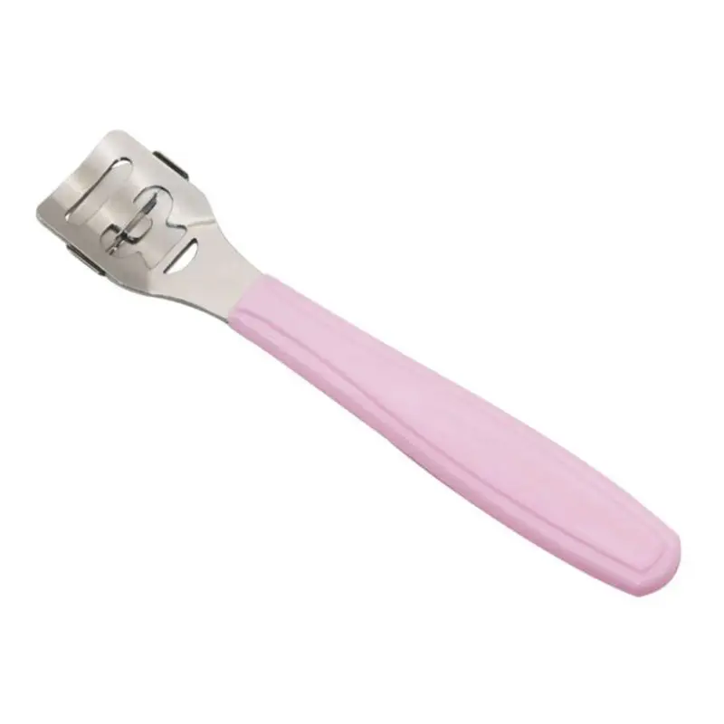 Профессиональный Нержавеющая сталь мозоли, ороговелости терка для ступней Пластик ручка рашпили для ухода за ногами электрическая пемза для пяток скруббер для педикюра, инструмент для ухода за ногтями - Цвет: Розовый