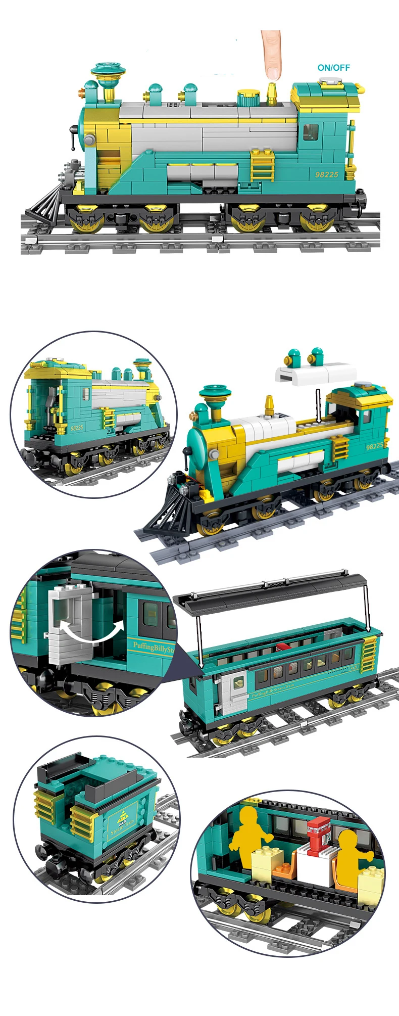 Bateria de Energia Brinquedo para Crianças Kazi Funcation Elétrico Clássico Cidade Trem Ferroviário Faixas Blocos Construção Tijolos Natal Faça Você Mesmo Presentes 5 High Quality Brinquedos e hobbies
