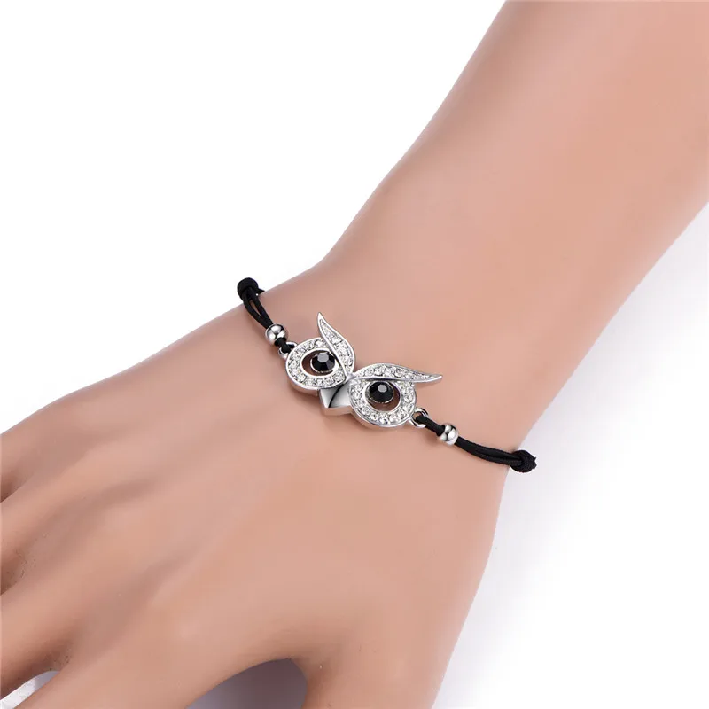 New Black Eyes Owl Charm Bracelet - Animals Aso