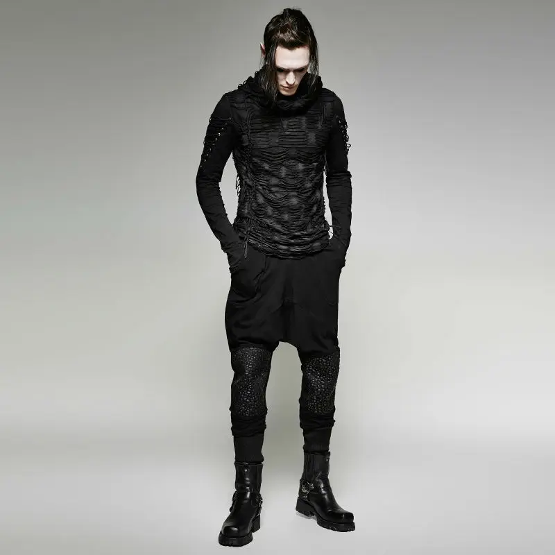 Новая панк Рейв рок модная повседневная черная Готическая Новинка с длинным рукавом мужская футболка T438 M XXL
