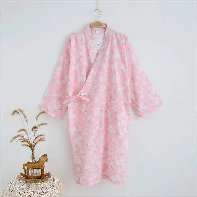 Хлопковые халаты, летние хлопковые халаты для женщин, хлопковое кимоно, цветочные халаты для спа, женские пижамы, японское кимоно юката