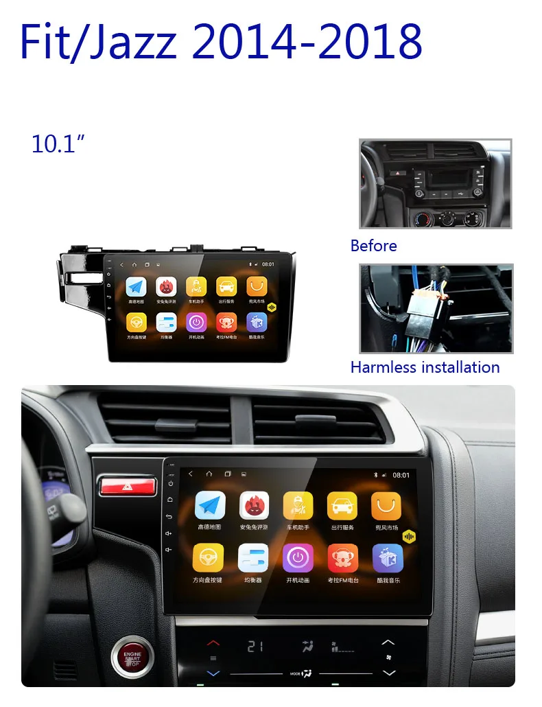 Best for Honda fit jazz gk5 2014 - 2018  9 inch car multimedia player MP5 MP4 music video high resolution screen 2