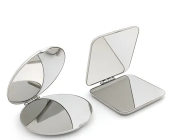 

5PCS/LOT Mini Square Round Compact FULL STAINLESS STEEL Cosmetic Foldable Makeup Mirror Magnifying Mirror for wedding gift