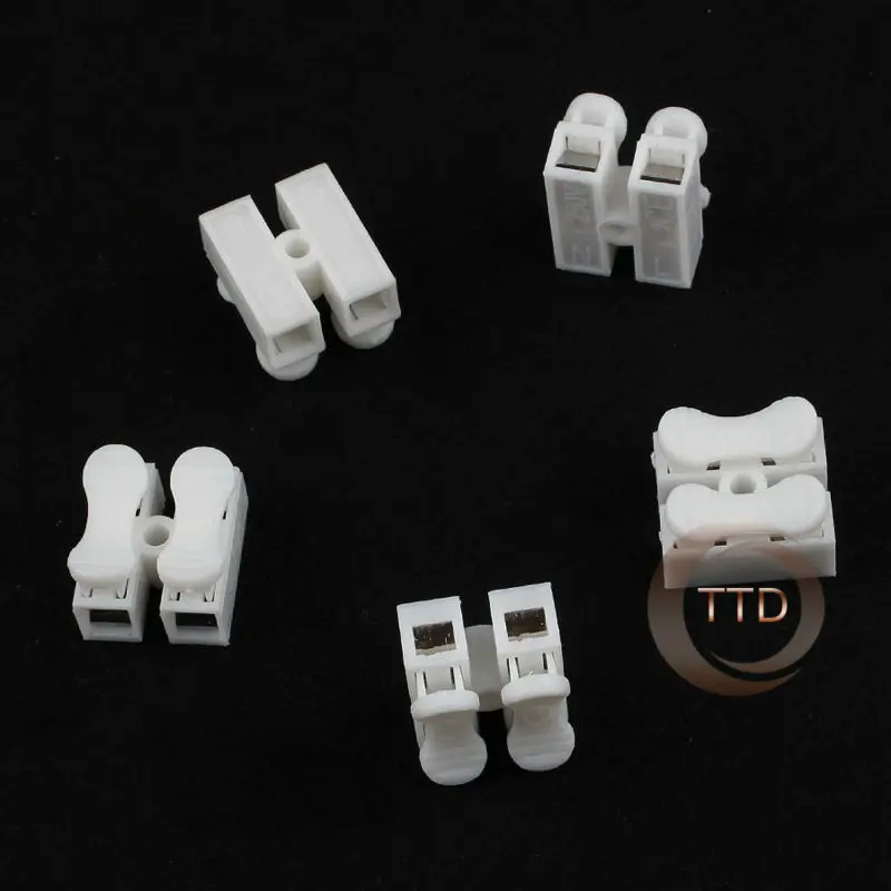 

10pcs 2pin Spring Connector wire with no welding Quick Connector cable clamp Terminal Block 2 Way Easy Fit for led strip