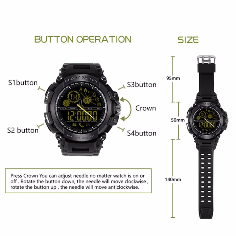 2018 DX16 IP67 Водонепроницаемый Смарт часы Шагомер Умные Smartwatch для iPhone Android спортивных