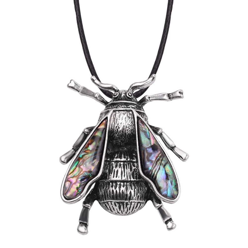 Милая Cicada Beetle Подвеска Ожерелье бижутерия для женщин многоцветная абалона