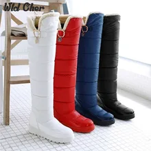 Impermeable tamaño 34-43 de piel Caliente invierno resbalón en cuñas tacones altos más de la rodilla zapatos de mujer sexy plataforma flock nieve botas mujer