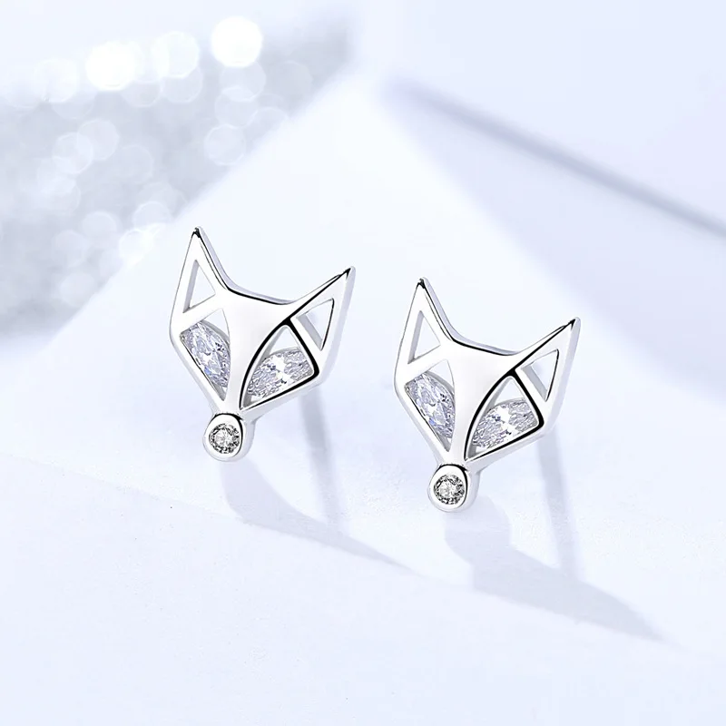 fox earrings silver 2