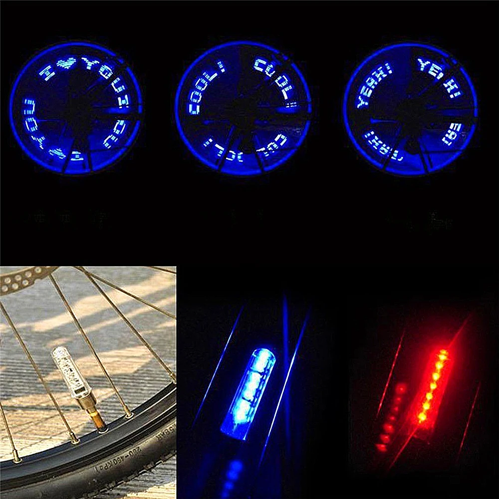 Clearance 1pc Bicycle Light Gas Lamp Double-sensing Double-sided MTB Bike 7 Letters LED Nozzle Lamp Bicycle Bike Light Riding Equipment 2