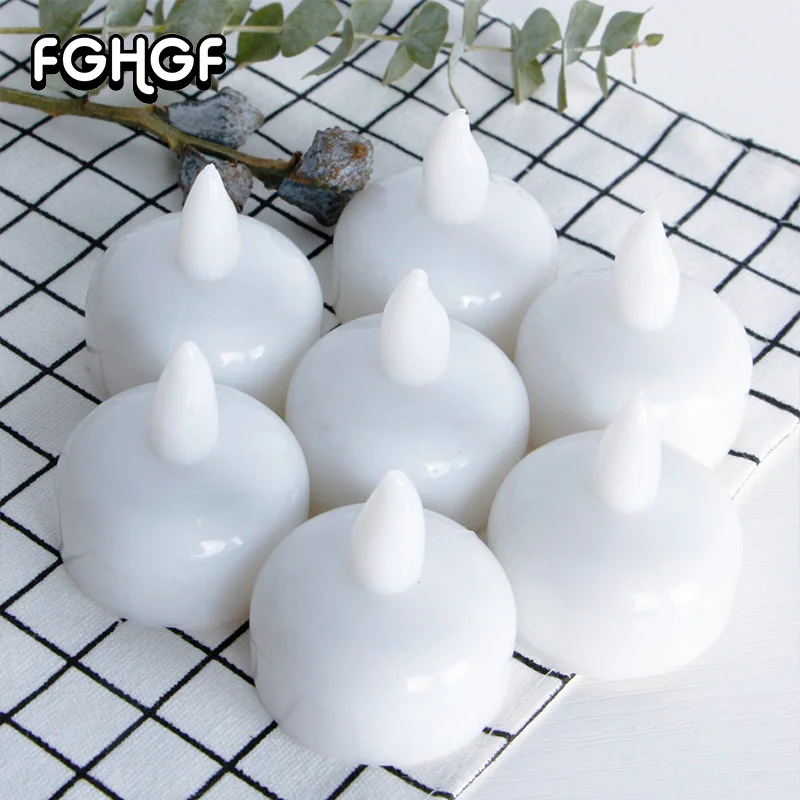 12pcs Waterproof Floating Led Candles Yellow Flicker led Candle Battery