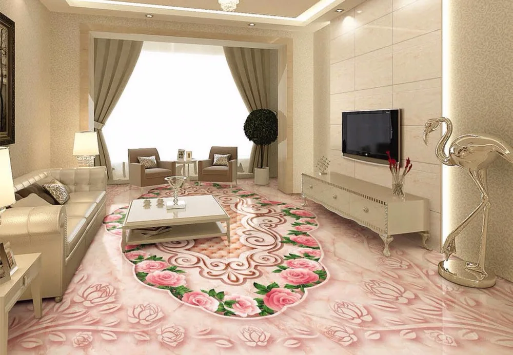 

3d flooring Rose marble relief 3D stereo floor waterproof wallpaper for bathroom 3d floor 3d wallpaper