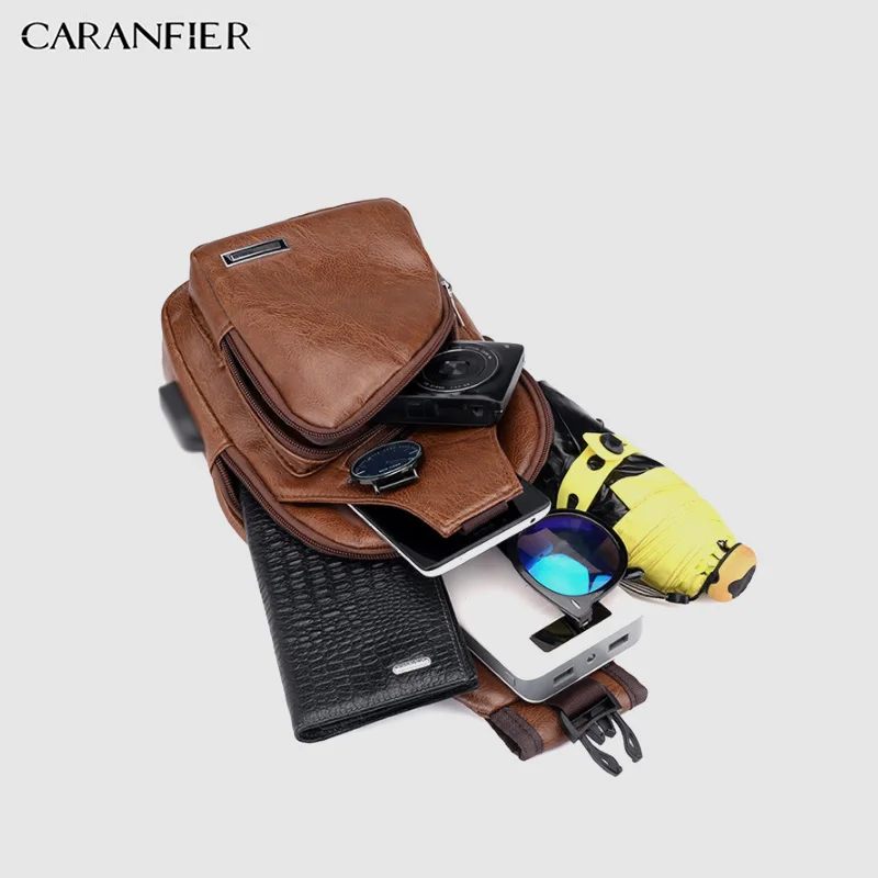 CARANFIER мужские нагрудные сумки мессенджеры из искусственной кожи повседневные