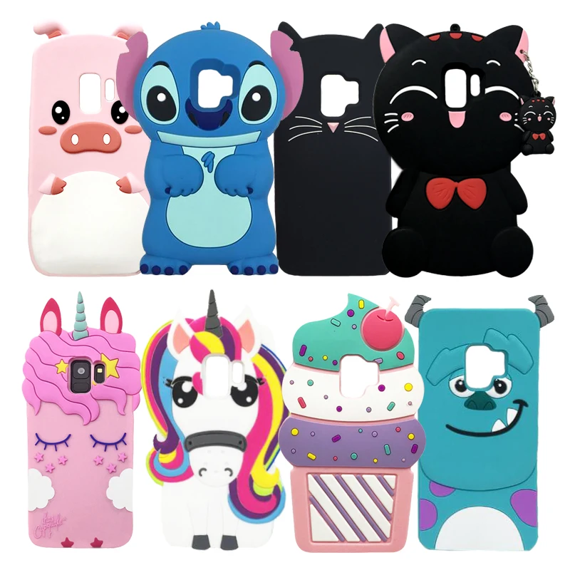 

For Samsung Galaxy S9 Case Cute Cat Ice Cream Cupcakes Minnie Stitch Unicorn 3D Cartoon Silicone Cases For Samsung S9 Back Cover