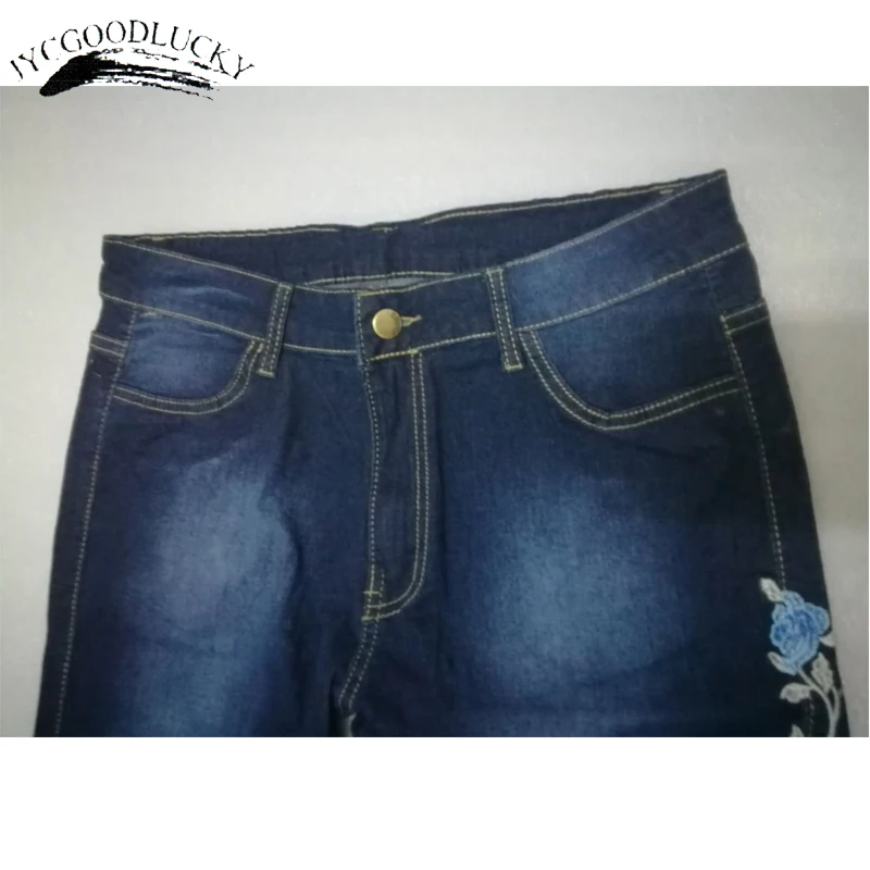 Embroidery Jeans Woman Plus Size 3XL High Waist Jeans Gradient Denim Ladies Jeans Femme Push Up Mom Jeans Flower Pants Elastic