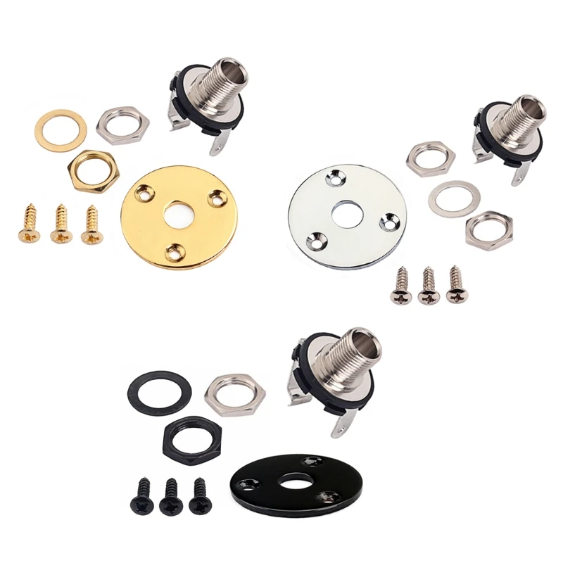 

Round Jack Plate Pickup Output Plug Socket for Electric Bass Guitar Replacement