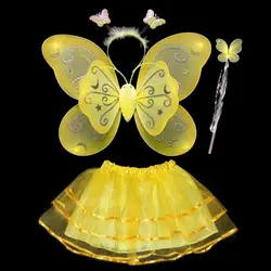 Модные Крылья бабочки, палочка, лента для волос, юбка-пачка карнавальный костюм феи для маленьких девочек вечерние