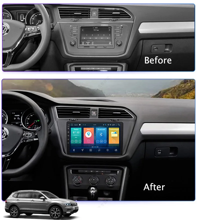 Flash Deal 10.1 inch 2.5D IPS Tempered HD multi-touch screen Android 8.1 NAVI for VW tiguan L 2017-2018 with Bluetooth USB WIFI support SWC 1