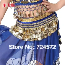 Детский живот детский танцевальный костюм фланелевый 3 ряда 248 Золотые Монеты Пояс для Танцев Живота