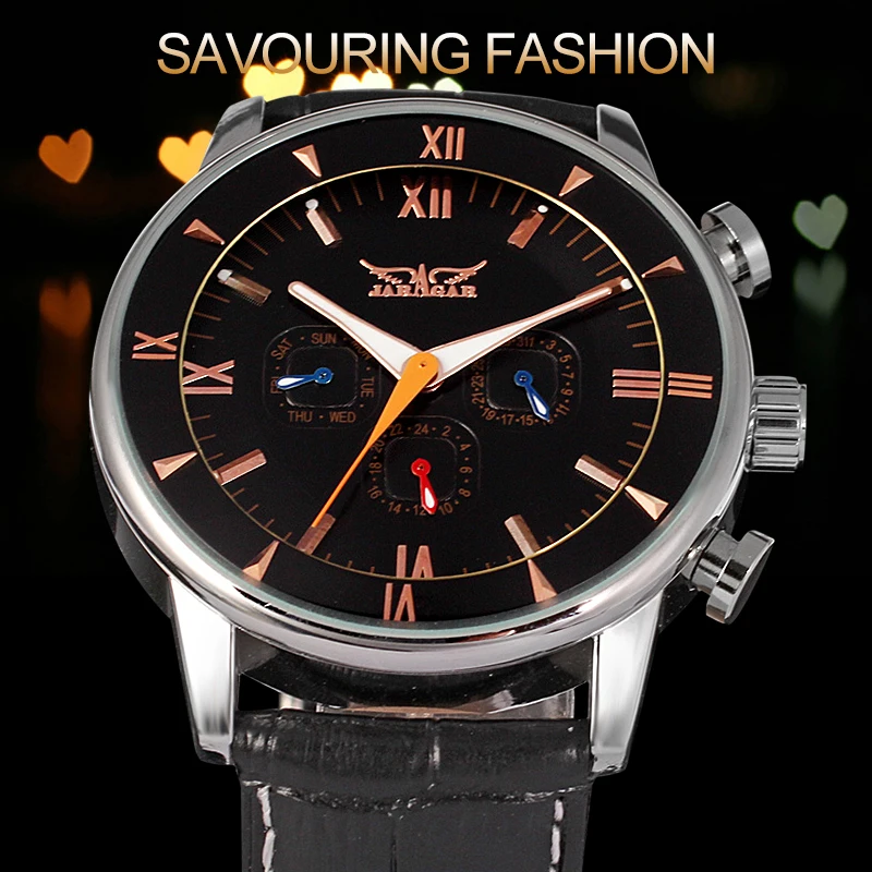 

Automatic Men Watch Factory Black Genuine Leather Strap Best Price with Original Box