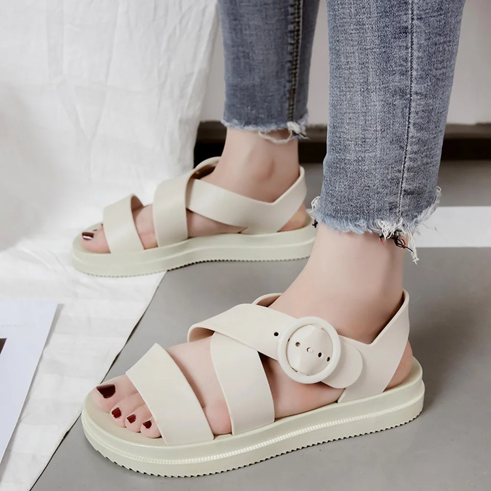 cross strap jelly sandals