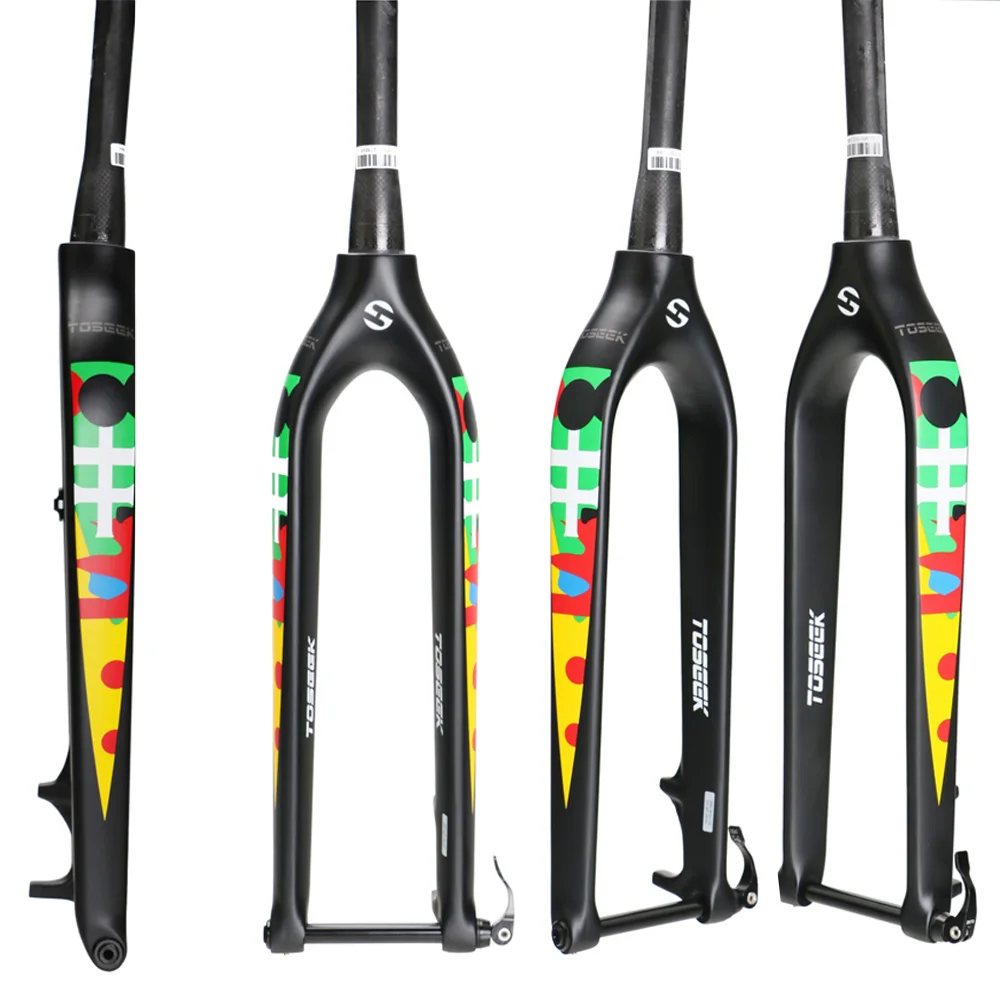 TOSEEK Full Carbon fork MTB Fork For Bicicletas Rigid Mountain UD And 3K 29er Bikes forkTapered Thru Axle 15mm Fork bicycle fork