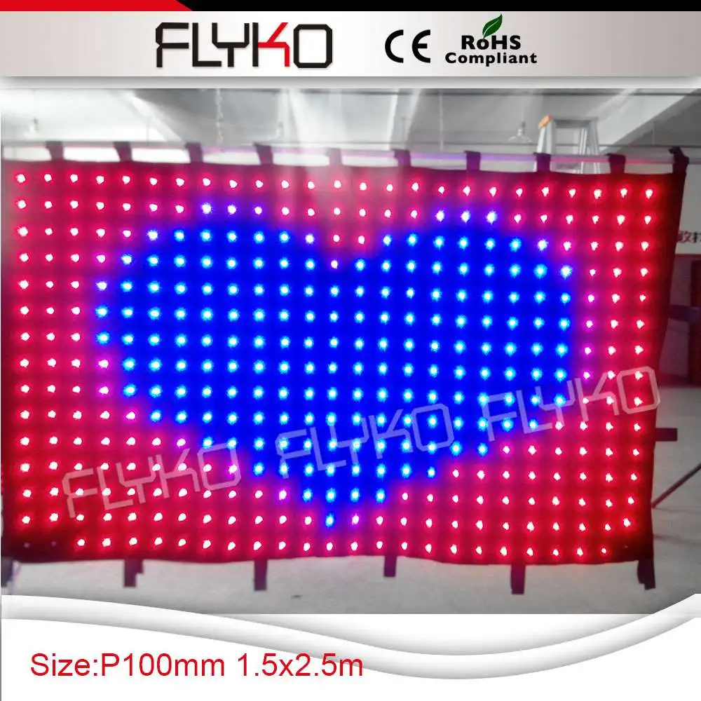 

100mm Pixels and CE,RoHS Certification 1.5x2.5m led display black drop screen indoor