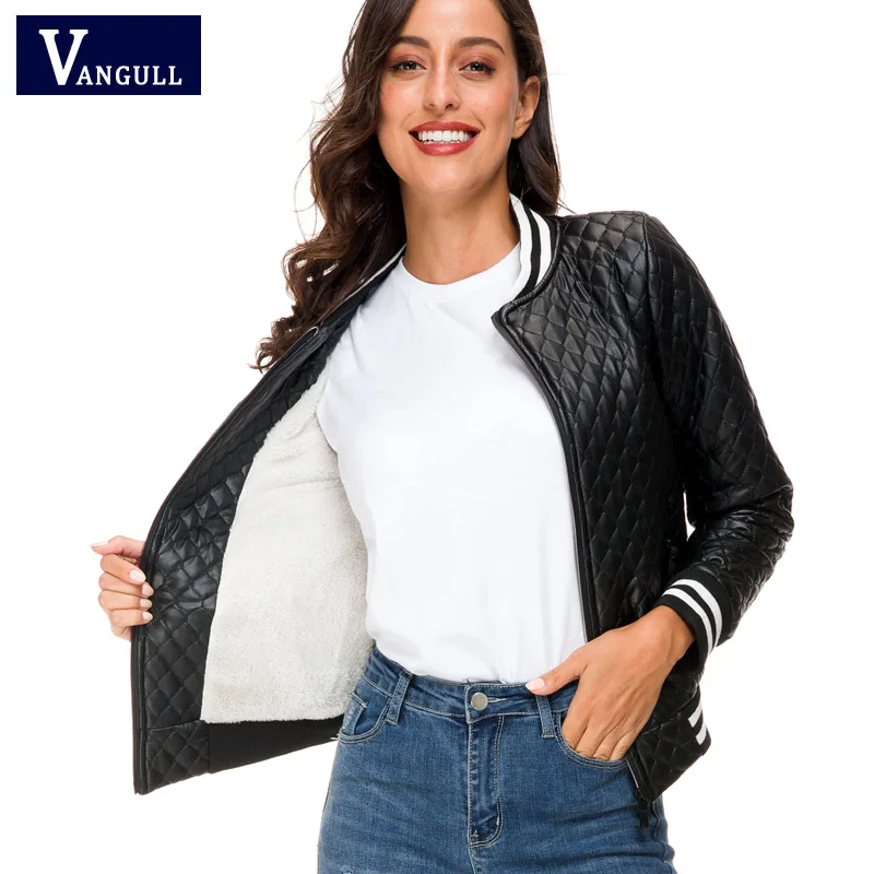 

Vangull Winter Leather Parkas 2019 New Women Slim Female Warm jacket Short Design Cotton Coat Women's Jackets PU Leather Padded