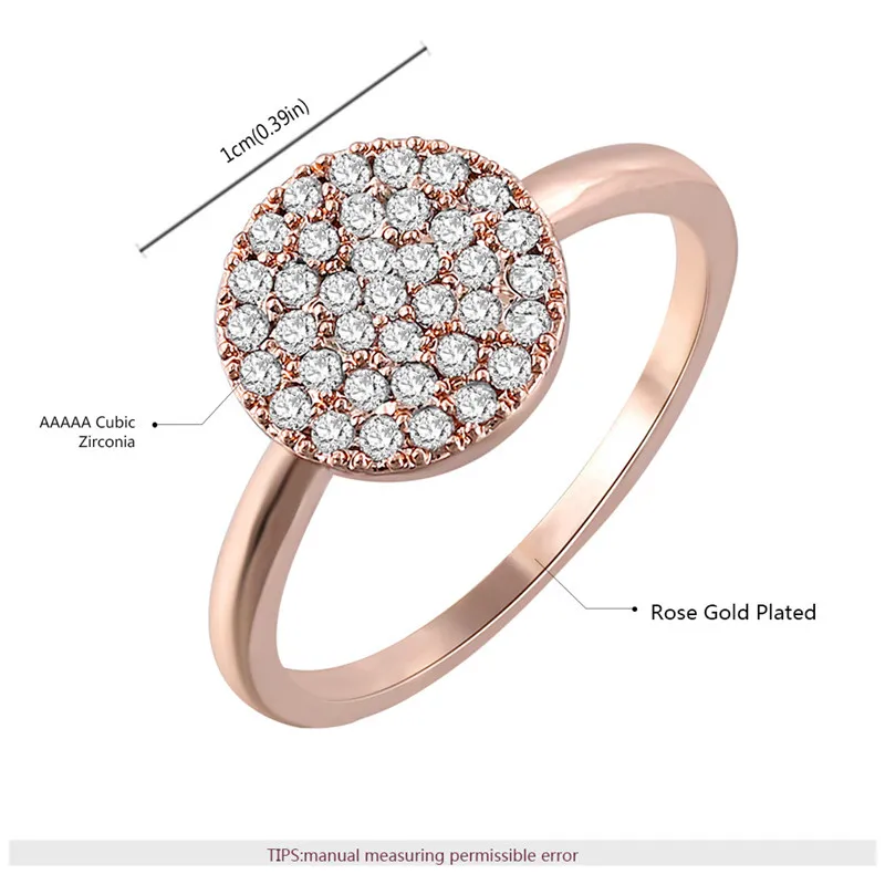 GS геометрический Круглый Монета обручальные кольца для женщин розовое золото цвет Полный Cz Циркон обручальные ювелирные изделия дропшиппинг Bague Femme R1