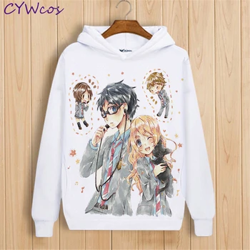 

Anime Your Lie in April Miyazono Kaori Cosplay Print Long Sleeves Top Shirt Costume Spring Blouse Sweatshirt Hoodies