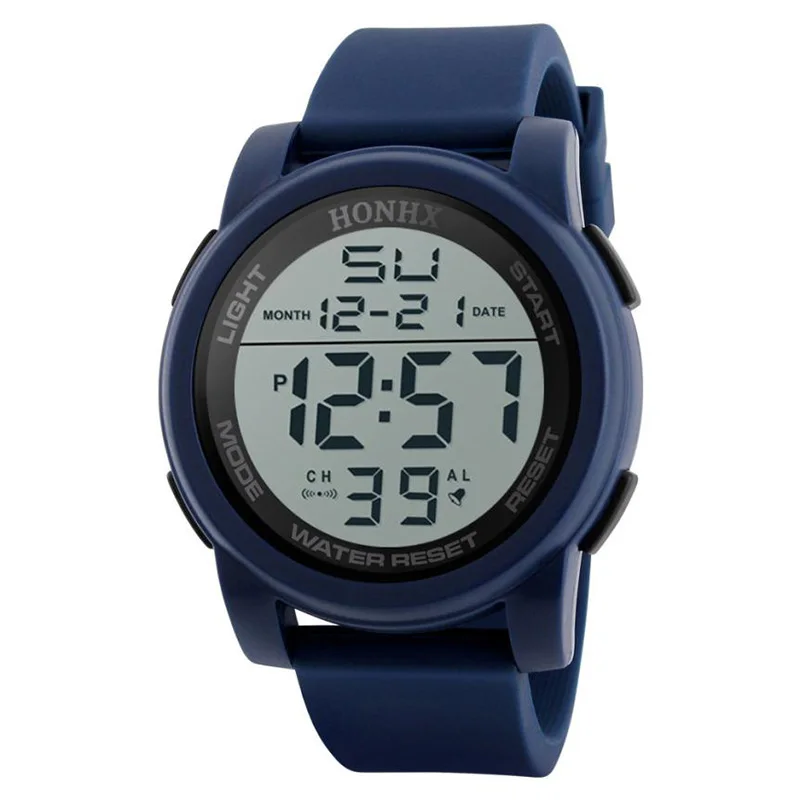 HONHX Лидер продаж Модные женские светодиодный цифровой секундомер Дата Резиновые Спортивные наручные часы водонепроницаемые Прямая Relogio feminino# B - Цвет: Blue