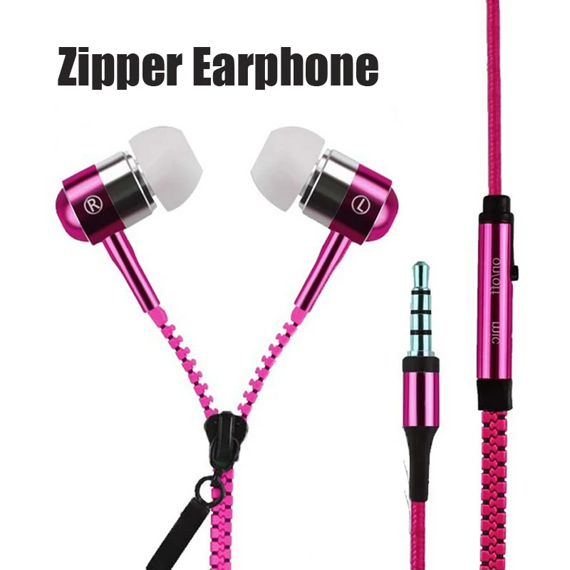 High Quality Zipper Earphone Sport In Ear Stereo Earphone for Phone