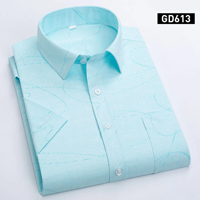 NIGRITY Новая Летняя мужская клетчатая приталенная рубашка с коротким рукавом модная мягкая умная Повседневная рубашка удобного размера плюс S-4XL - Цвет: GD613
