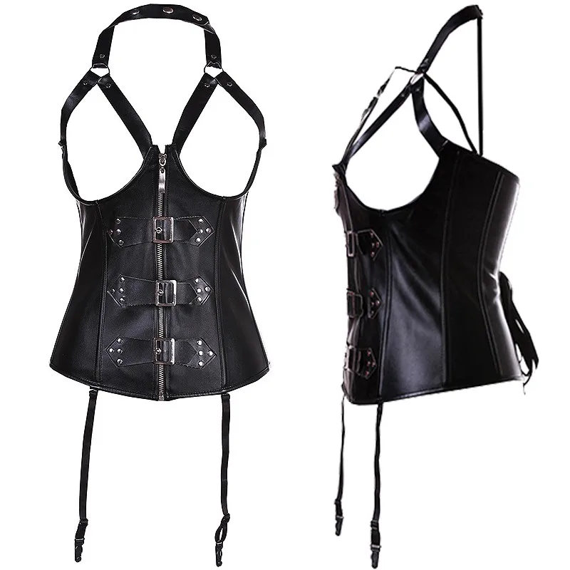Black Leather Overbust Corset Plus Sizes Black Leather Overbust Corset Plus Sizes