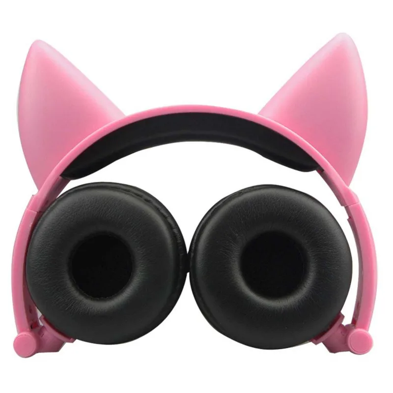 Wireless Bluetooth Cat Ear Headphones ihens5 Foldable LED light Flashing Glowing Cosplay Fancy Cat Earphone gift for kids phones