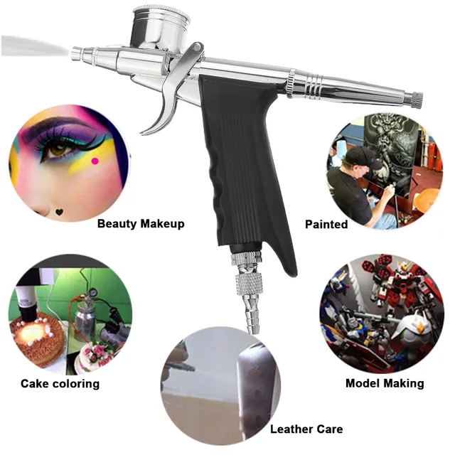 Dual Action 0.3mm 7cc and 11cc Airbrush Spray G un Airbrush Kit for Model Paint Tattoo
