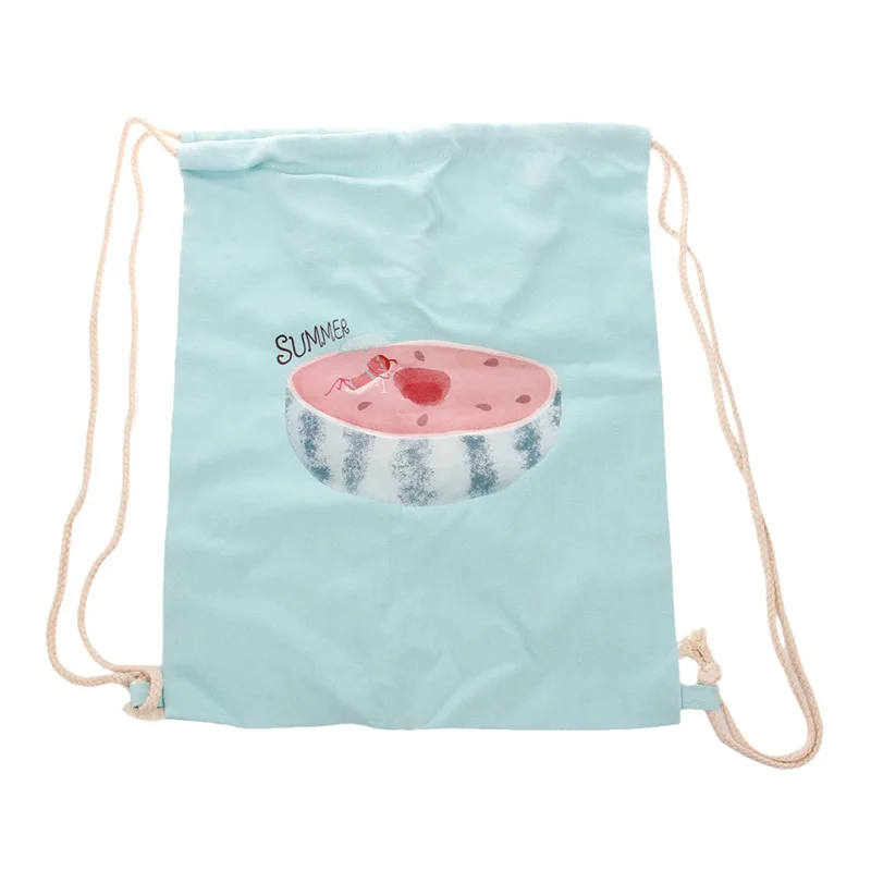 

Girls Shoes Bags Handbags Drawstring Travel Shoulders Backpack Schoolbags Storage Bags light green watermelon 35*40cm